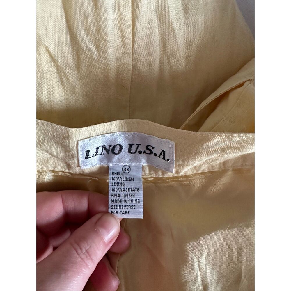 Lino U.S.A. Women’s 3X Yellow 100% Linen Wide Leg Pants Lined - Picture 6 of 9